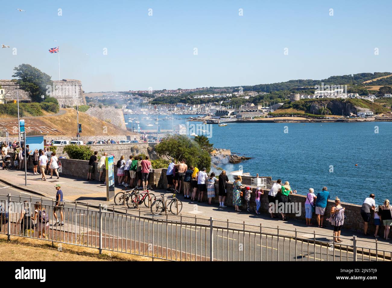 A view across the Hoe in Plymouth on a hot sunny Day Stock Photo