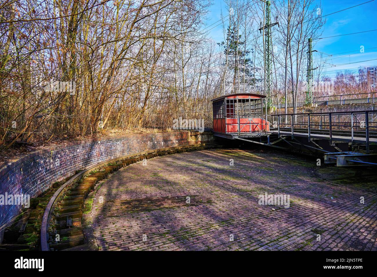 Berlin, Germany February 12, 2022 Small hut of wood and metal housing the controls for a