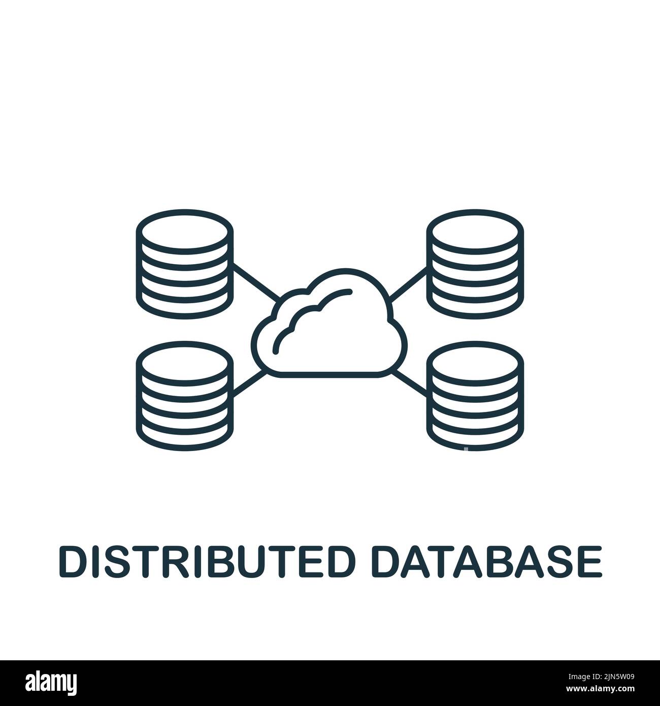 Distributed Database icon. Monochrome simple line Data Science icon for ...