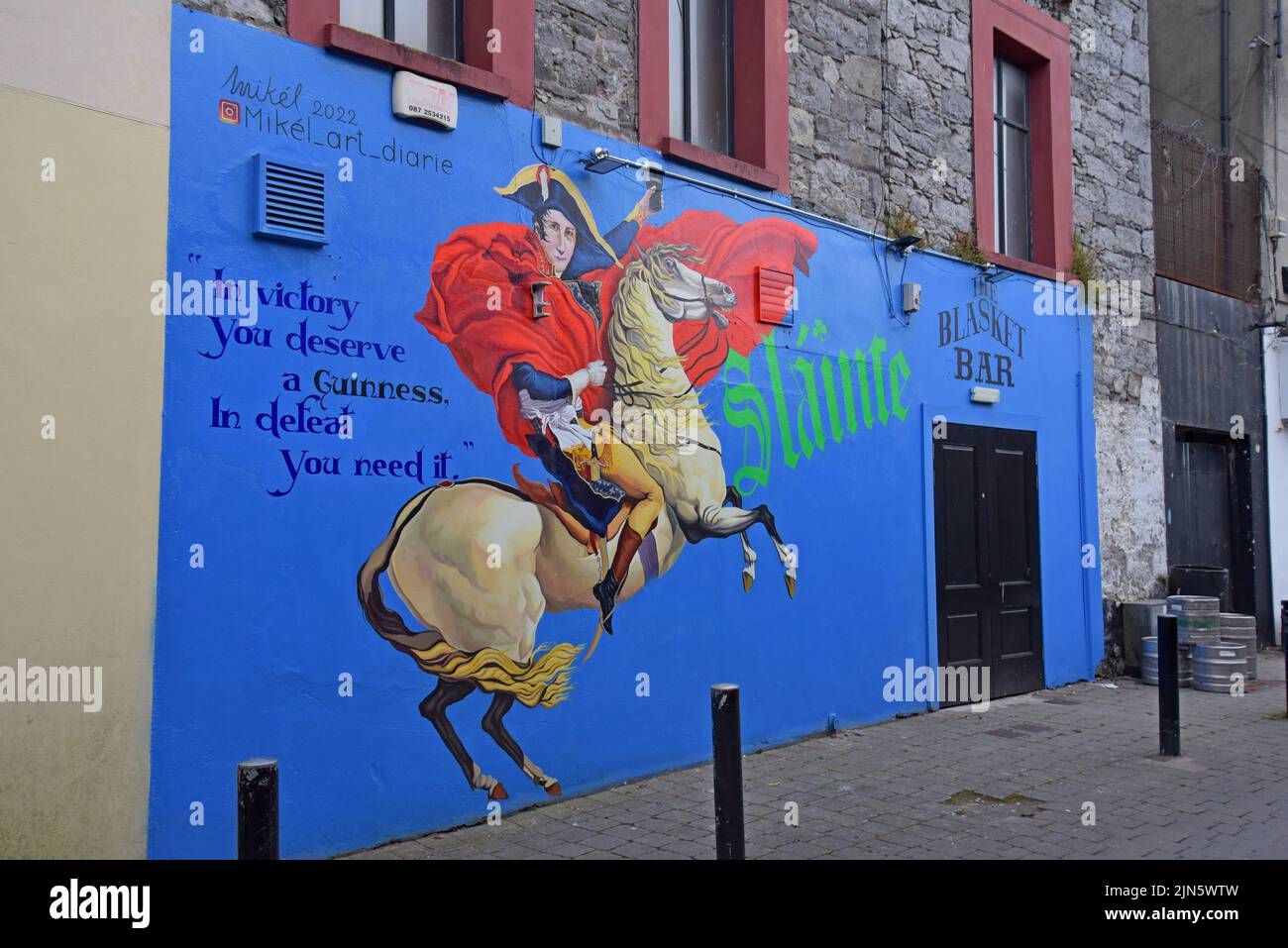 A parody mural featuring Napoleon Bonaparte and Guinness at the Slievemish Bar, Tralee, County Kerry, Ireland Stock Photo