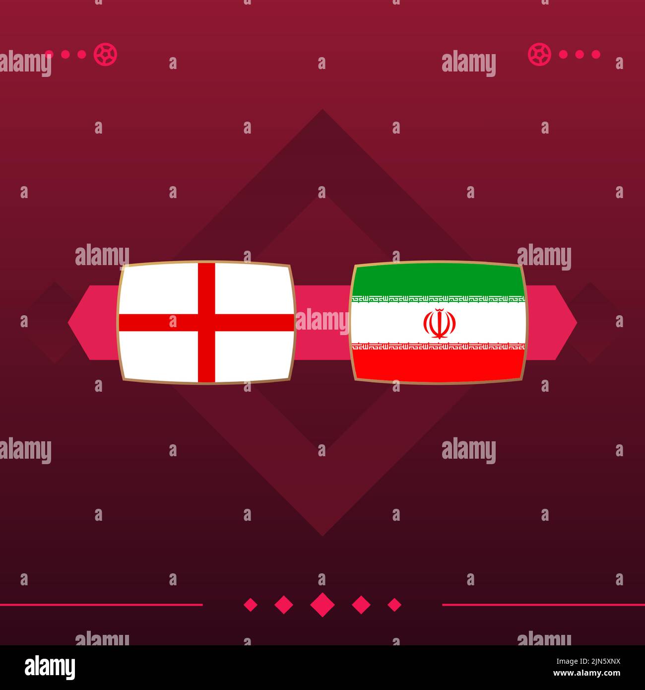 england, iran world football 2022 match versus on red background. vector illustration Stock