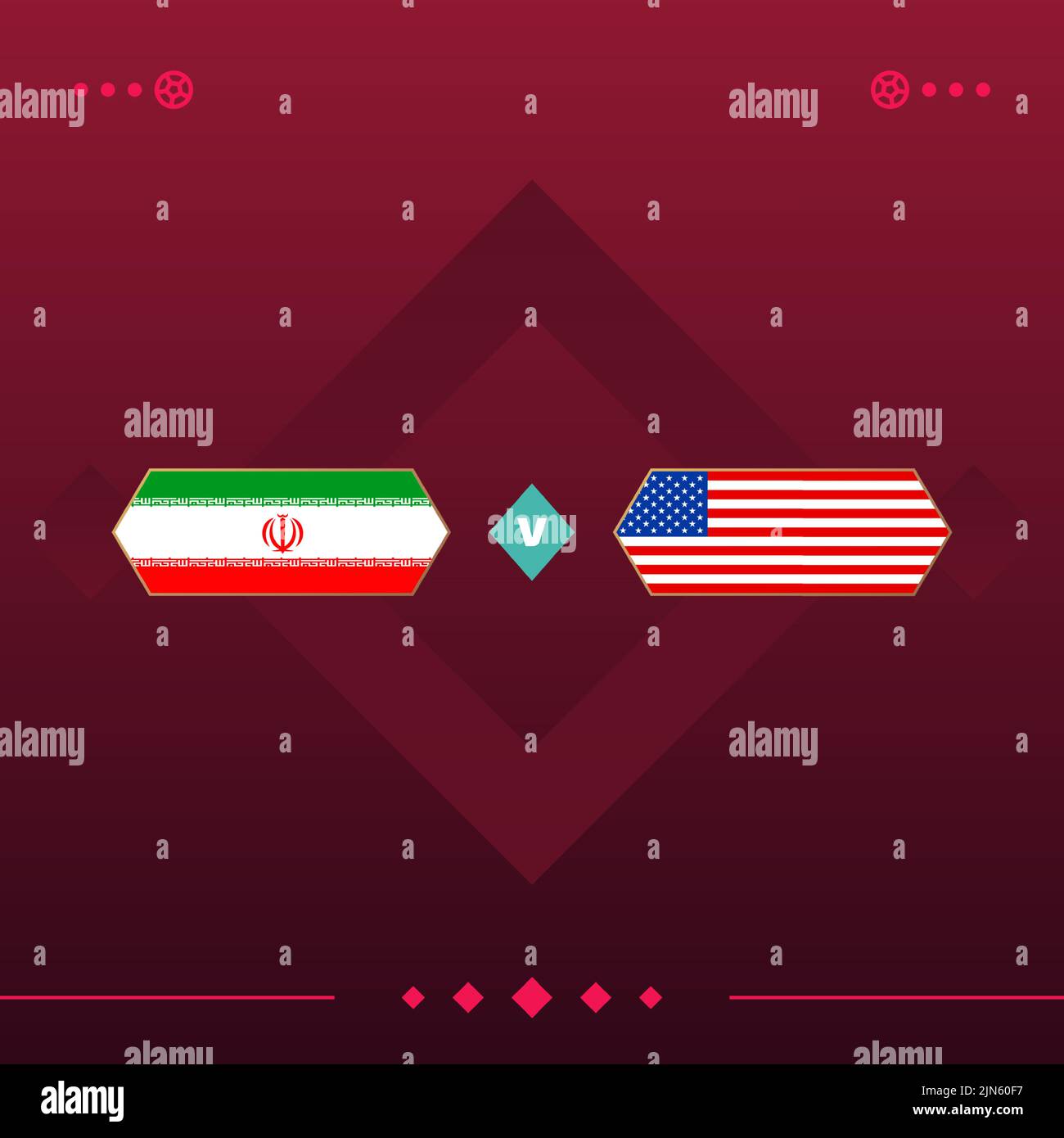 iran, usa world football 2022 match versus on red background. vector illustration Stock Vector