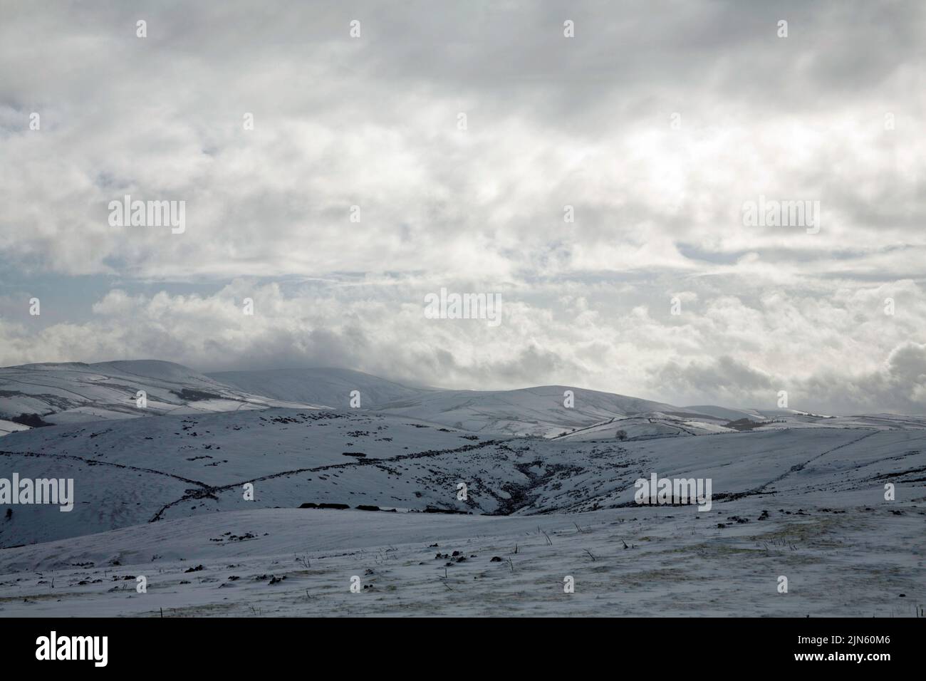 Winter day looking toward Taxal Edge and Shining Tor from Bowstonegate above Lyme Park Cheshire England Stock Photo