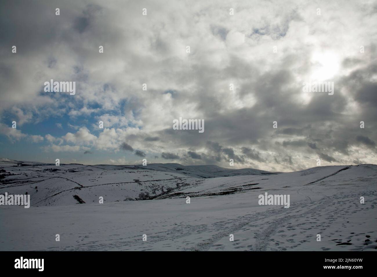 Winter day looking toward Taxal Edge and Shining Tor from Bowstonegate above Lyme Park Cheshire England Stock Photo
