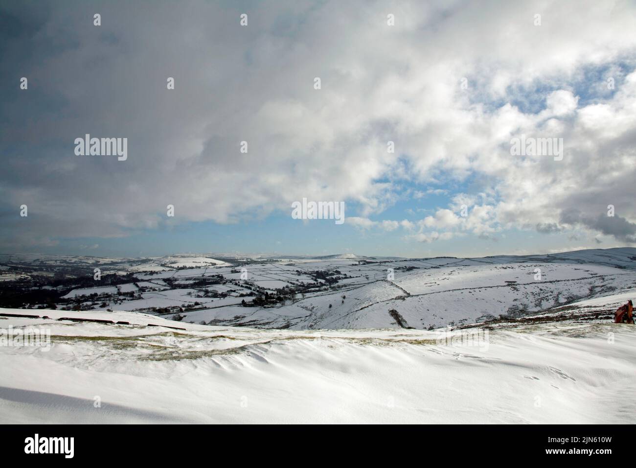 Bownstone gate on a winter day above Lyme Park Cheshire England Stock Photo