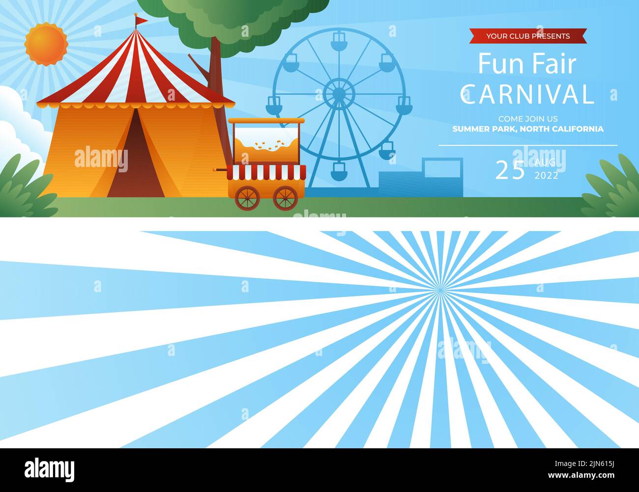 Realistic fair horizontal banners set Vector illustration Stock Vector