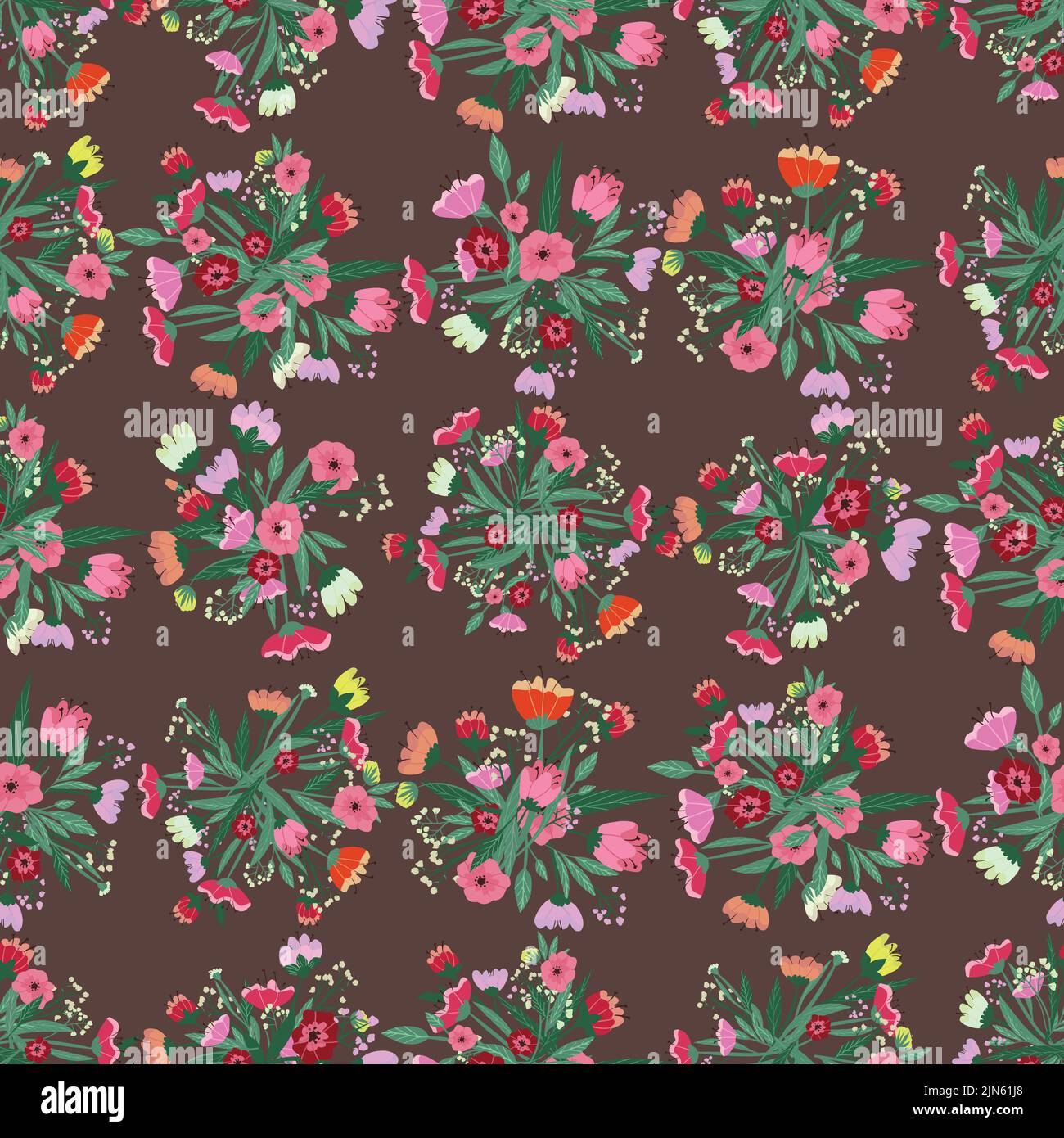 Seamless pattern. Vector flowers and leaves. Botanical illustration ...