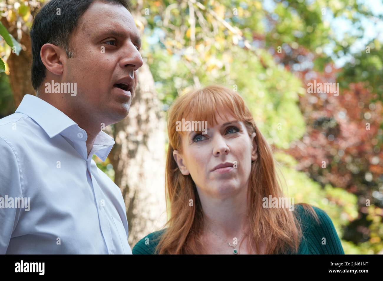 Edinburgh Scotland, UK 09 August 2022. Scottish Labour Leader Anas Sarwar and Angela Rayner MP visit Kidzcare a childcare facility to meet with staff and learn about the service that the centre provides.  credit sst/alamy live news Stock Photo