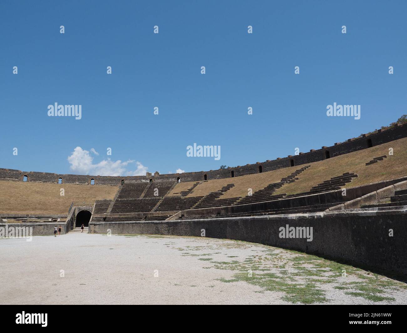 Inside the Amphi theatre in the Pompeii excavation site, Pompei, Campania, Italy, Stock Photo