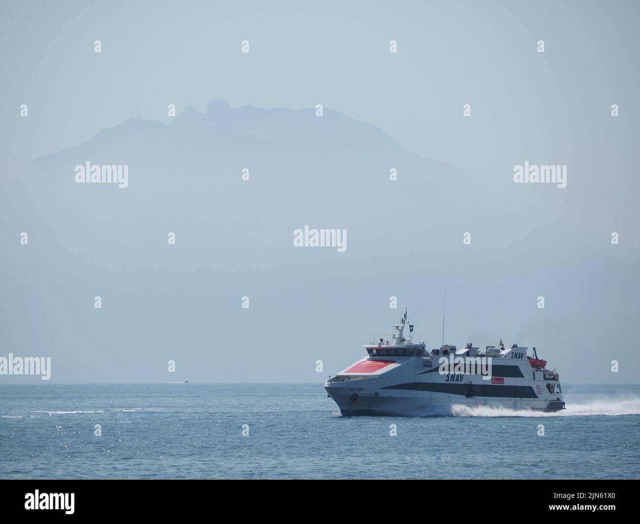 SNAV ferry public transport on the Mediterranean sea near Naples, Campania, Italy Stock Photo