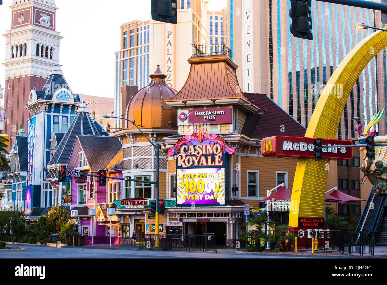 Las Vegas, Nevada - May 16, 2018: View of hotel resort casino's along Las Vegas Boulevard also known as the Vegas Trip on a sunny day. Stock Photo
