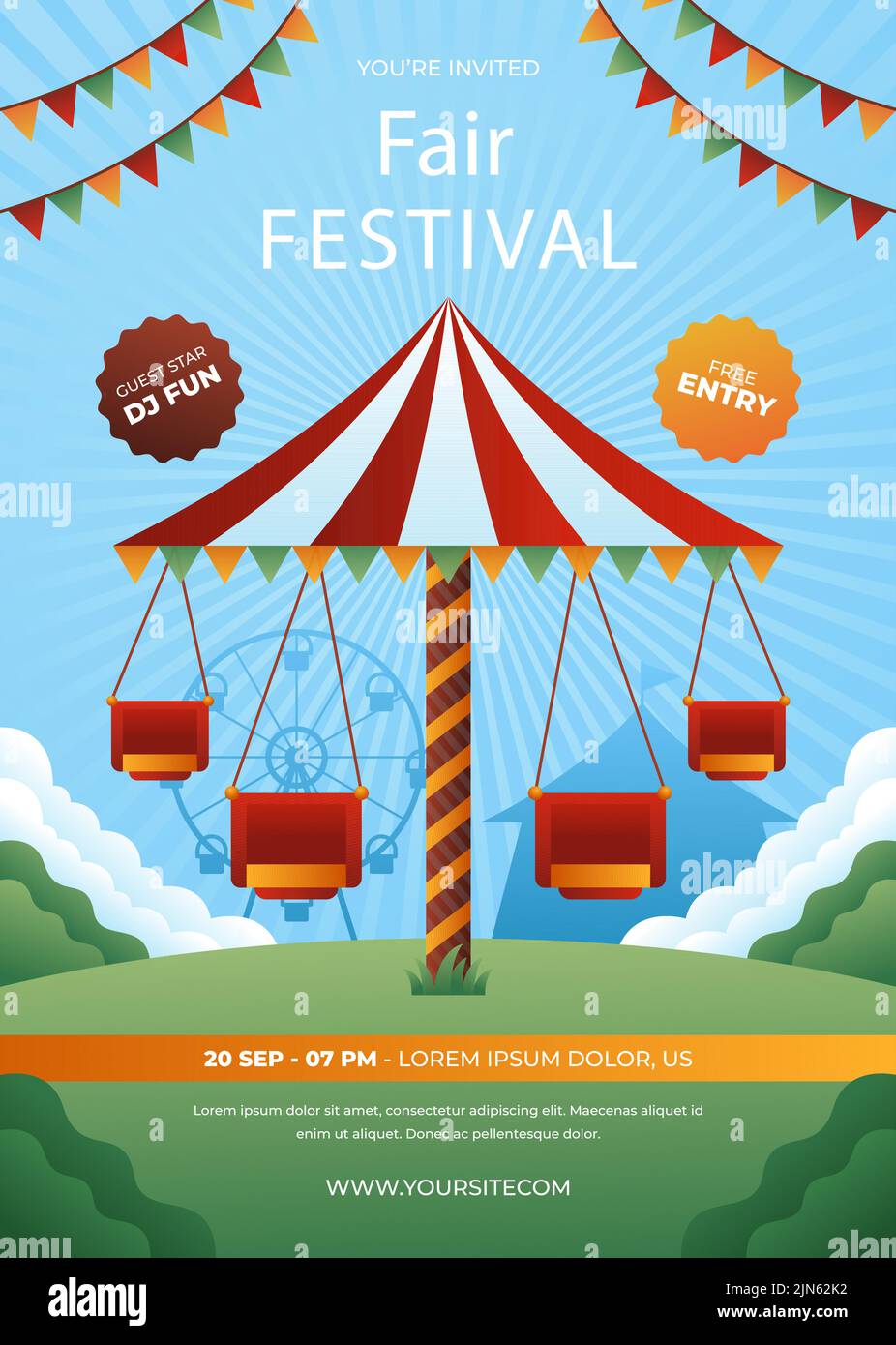 realistic-fair-vertical-poster-template-vector-illustration-stock