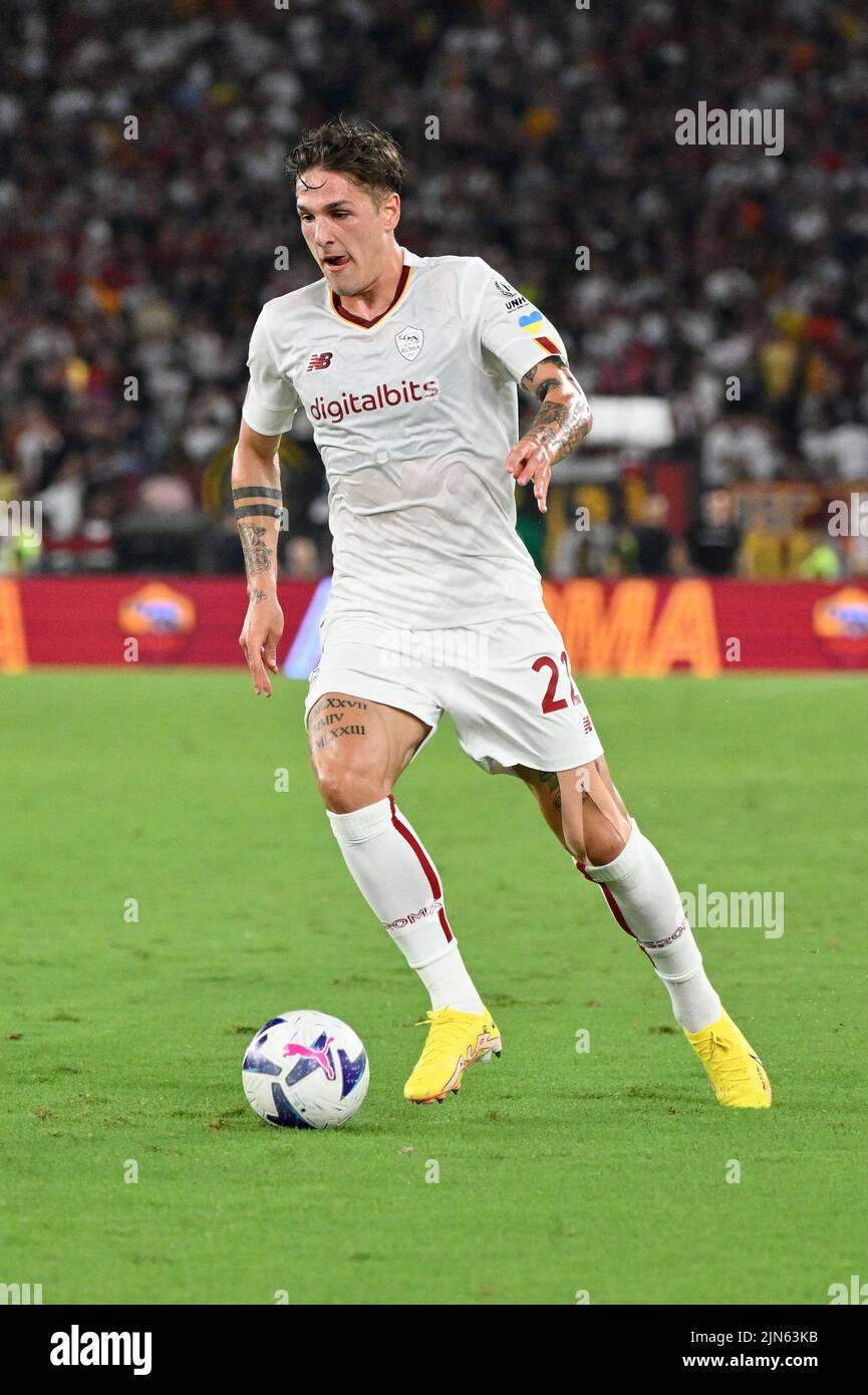 Rome, Italy. 07th Aug, 2022. Nicolo' Zaniolo (AS Roma) during the Pre-Season Friendly 2022/2023 match between AS Roma vs Shakhtar Donetsk at the Olimpic Stadium in Rome on 07 August 2022. Credit: Independent Photo Agency/Alamy Live News Stock Photo