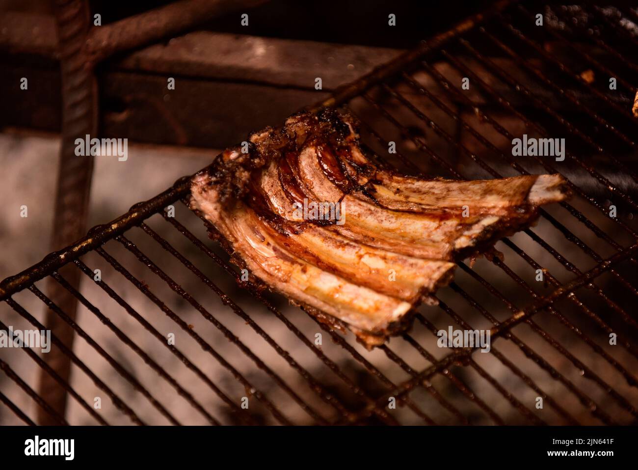 Roasted Crispy Ribs, traditional Argentinian barbecue Stock Photo - Alamy