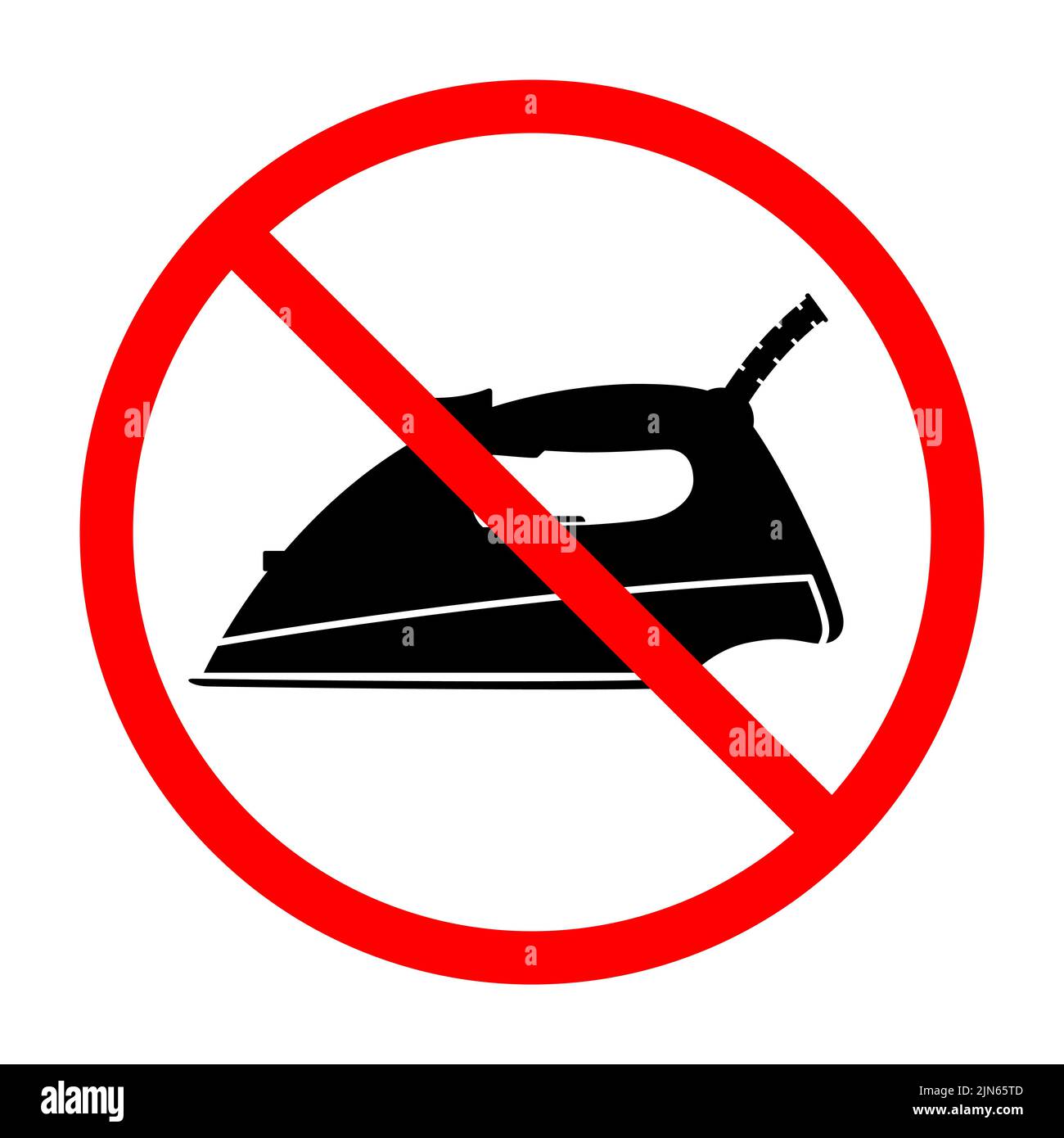 Ironing prohibition sign. Iron ban sign. No ironing sign. Vector illustration. Stock Vector