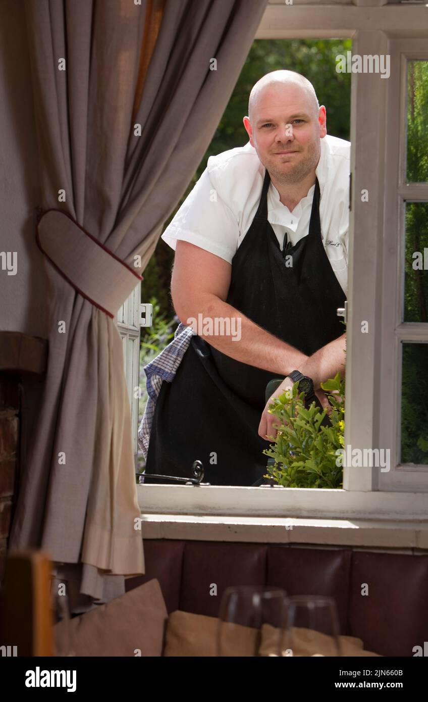 Tom Kerridge in the dining room at the Hand & Flowers, his 2 Michelin