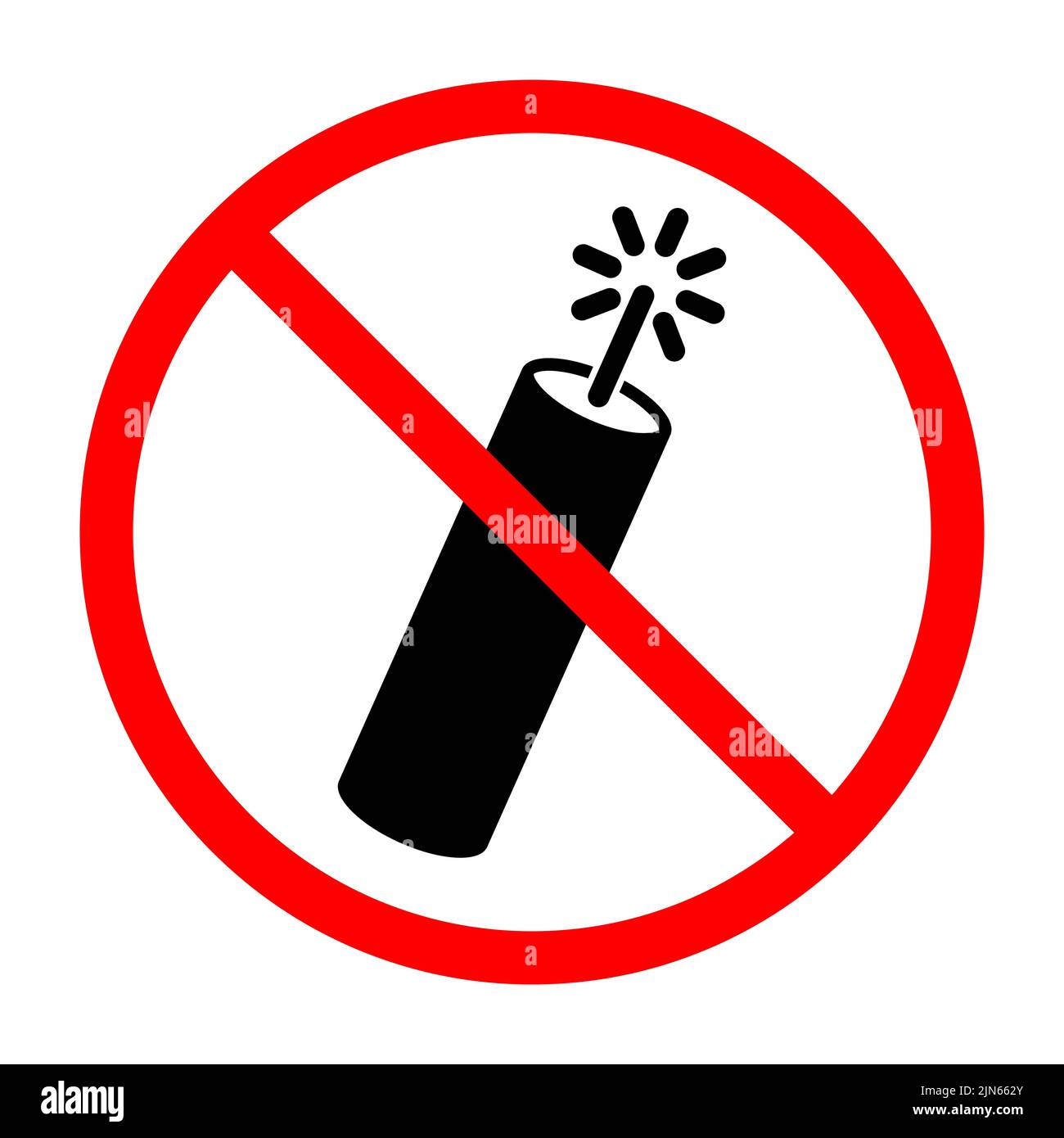 Dynamite prohibition sign. Firecrackers ban sign. No explosion sign. Vector illustration. Stock Vector