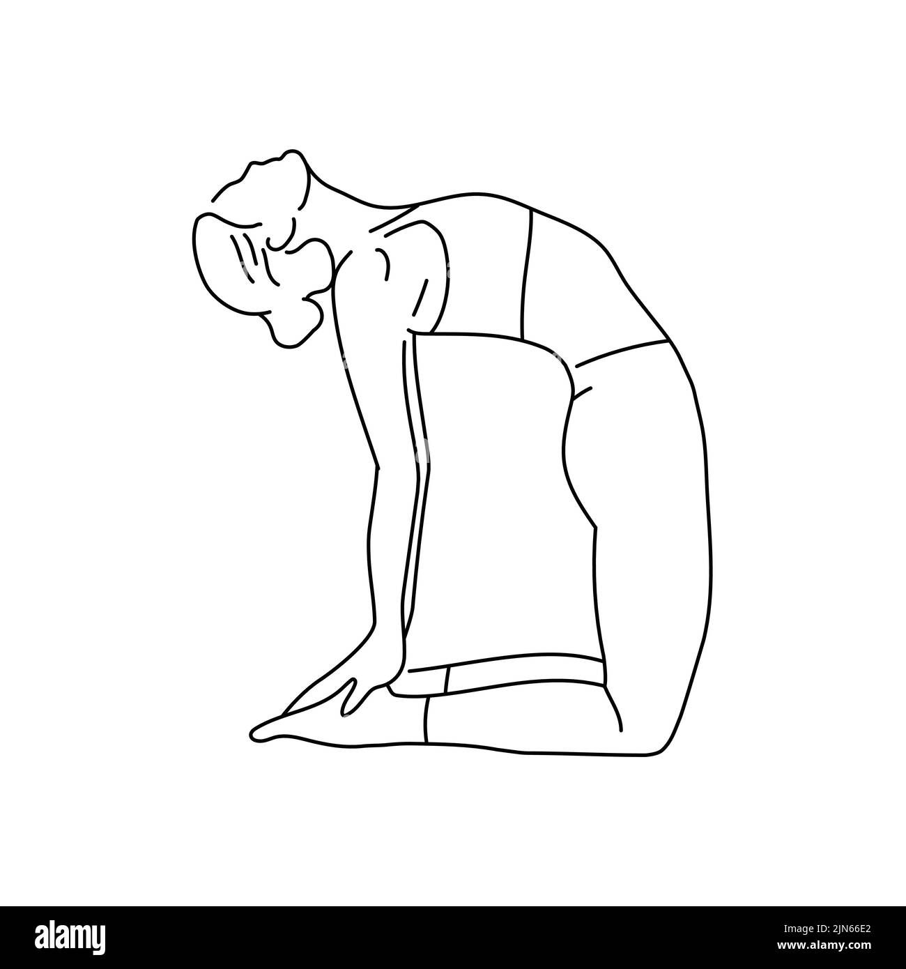 Ustrasana Camel pose color line illustration. Pictogram for web page, mobile app, promo. Stock Vector