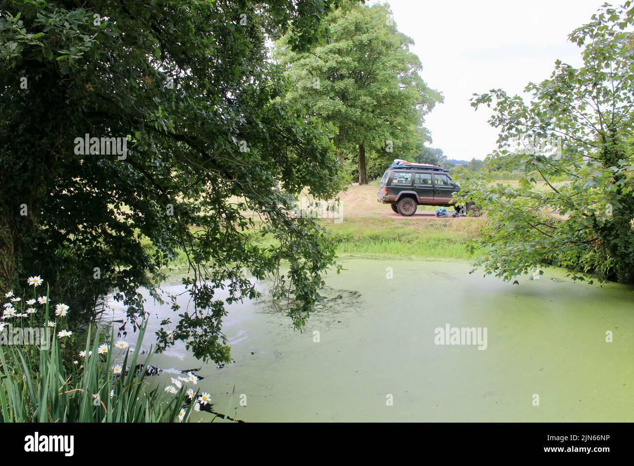 jeep cherokee parked in the English countryside Stock Photo