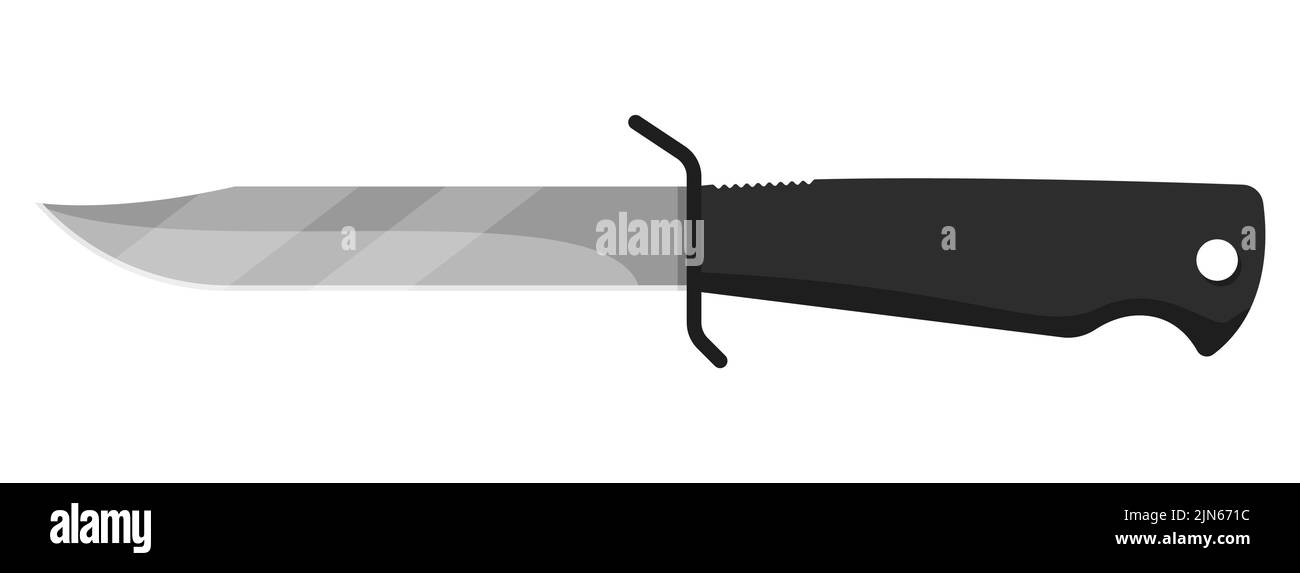 Hunting knife. Cute knife isolated on white background. Vector illustration. Stock Vector