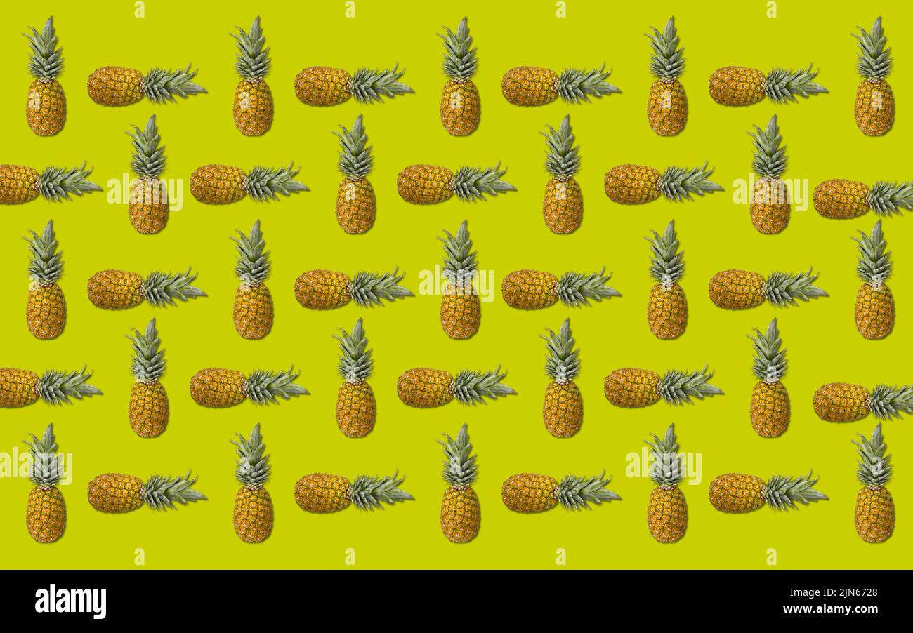 Funky green seamless pattern of a Pineapple tropical fruit - stock ...