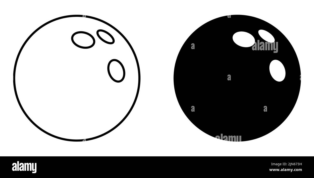 Bowling ball icons set. Bowling ball isolated icon. Bowling ball symbols. Black vector illustration. Stock Vector
