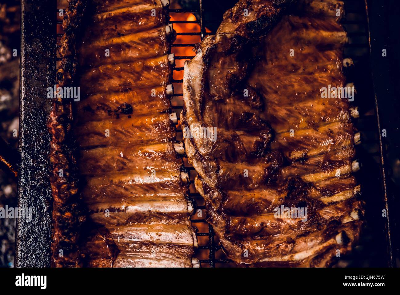 Roasted Crispy Ribs, traditional Argentinian barbecue Stock Photo - Alamy