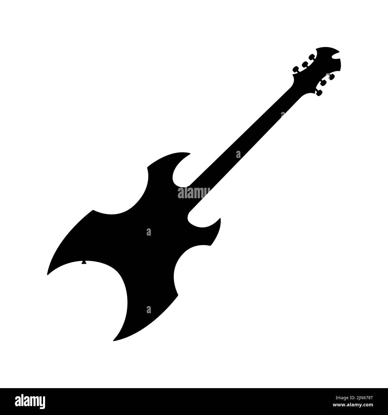 Electric bass guitar icon. Black silhouette of guitar. Music instrument icon isolated. Vector illustration. Stock Vector