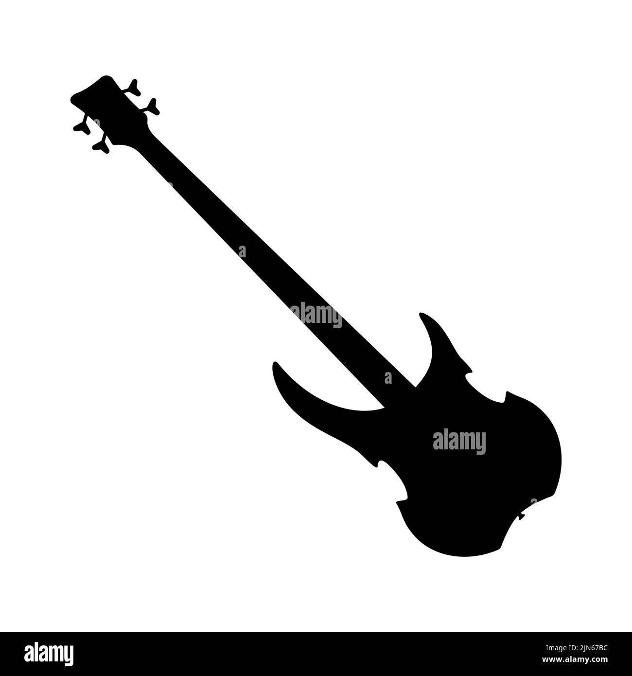 Electric bass guitar icon. Black silhouette of guitar. Music instrument icon isolated. Vector illustration. Stock Vector
