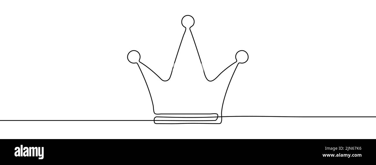 Crown linear background. One continuous line drawing of crown. Vector illustration. Crown symbol Stock Vector