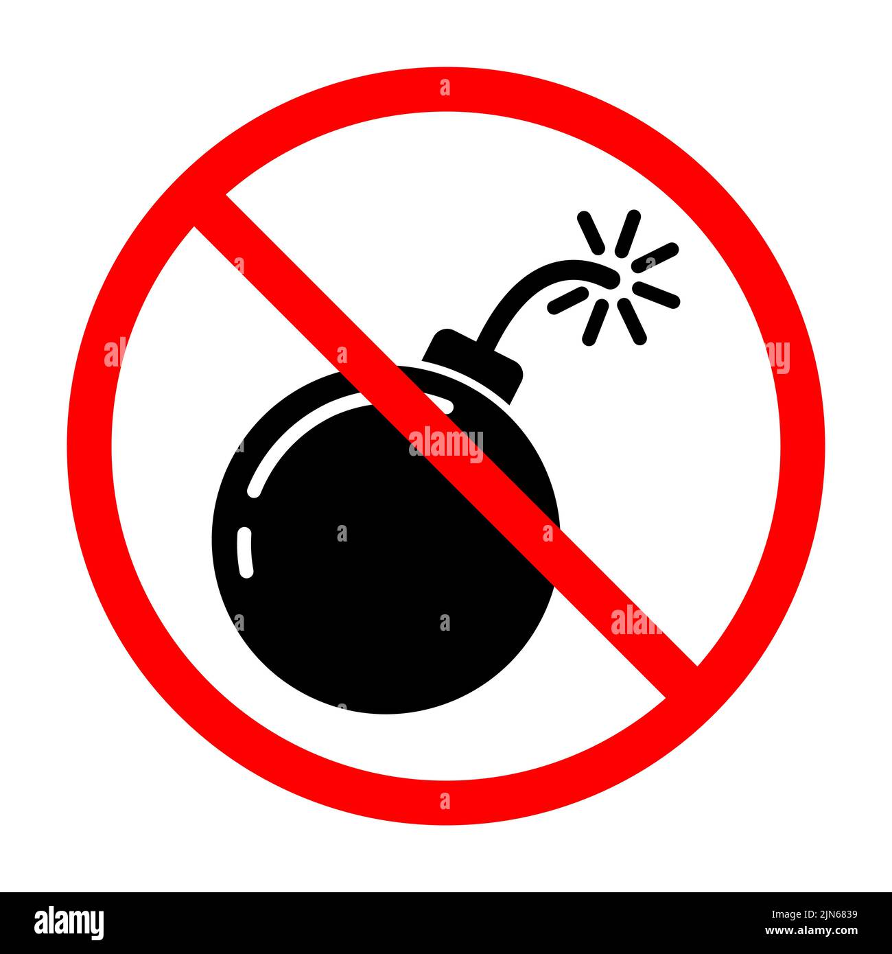 Exploding bombs prohibition sign. Bombs ban sign. No explosion sign. Vector illustration. Stock Vector