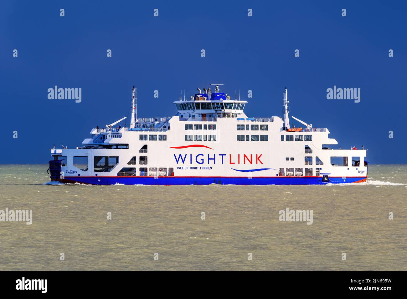 St. Clare is a ferry operated by Wightlink Ferries across the Solent between Portsmouth and Fishbourne, on the Isle of Wight - February 2022. Stock Photo