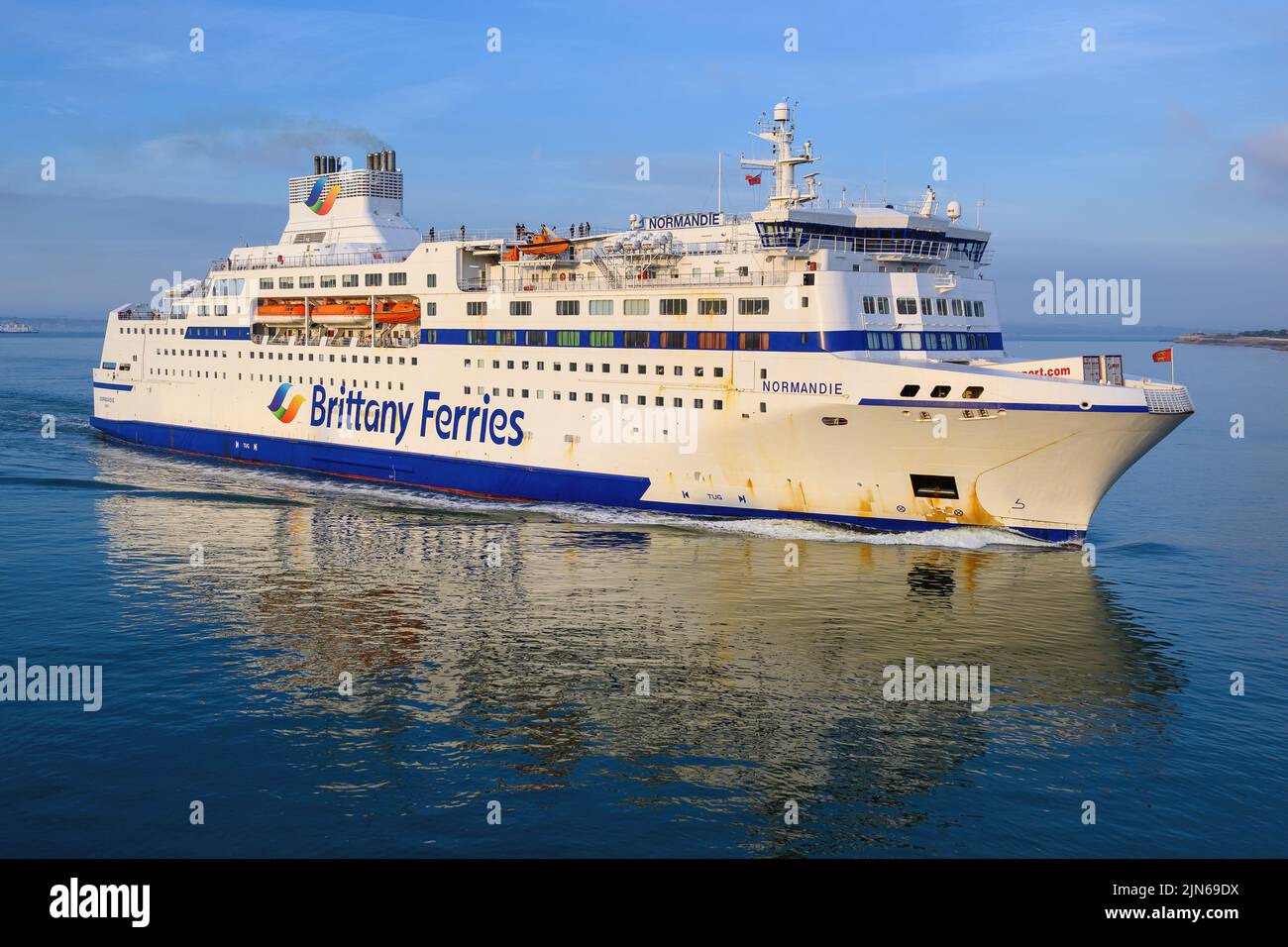 Normandie is a French cross-Channel ferry that sails the Caen - Portsmouth route for Brittany Ferries - July 2022. Stock Photo