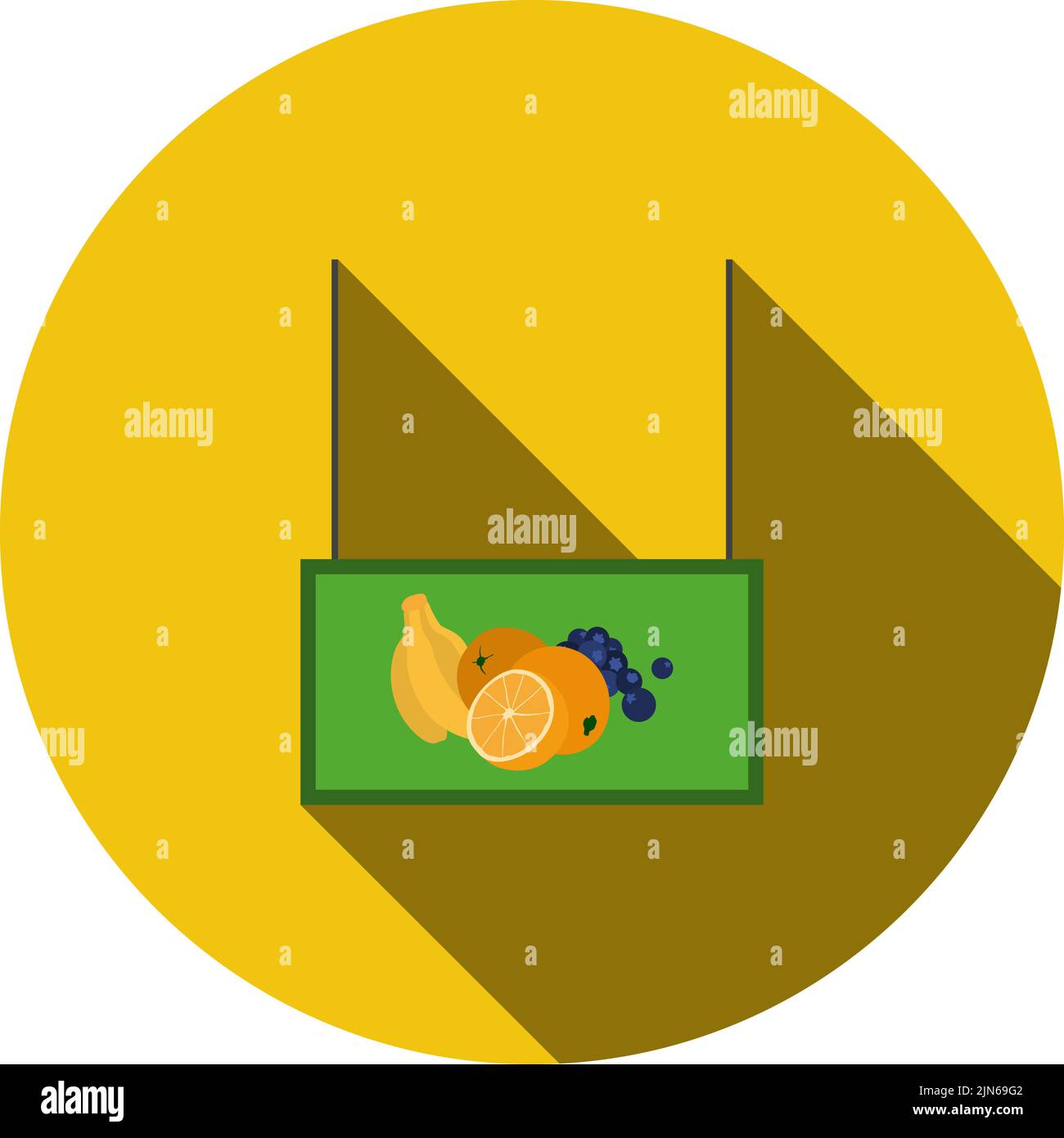 Fruits Market Department Icon. Flat Circle Stencil Design With Long Shadow. Vector Illustration. Stock Vector