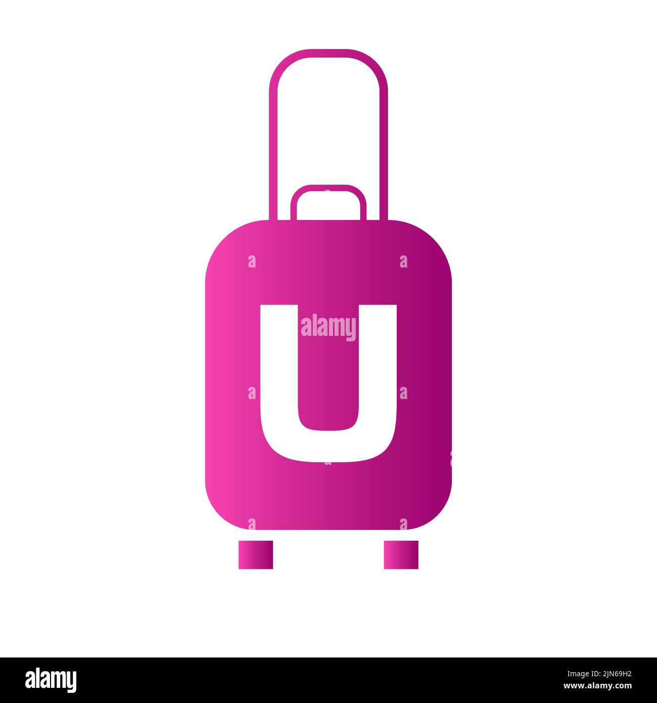 Travel logo on letter U sign. Travel Bag Holiday airplane with bag tour