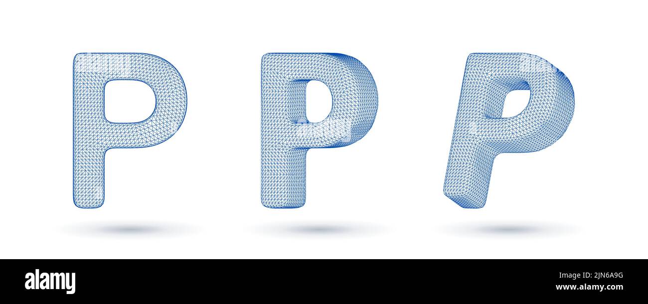 Letter p wireframe high polygonal outline low poly style vector ...
