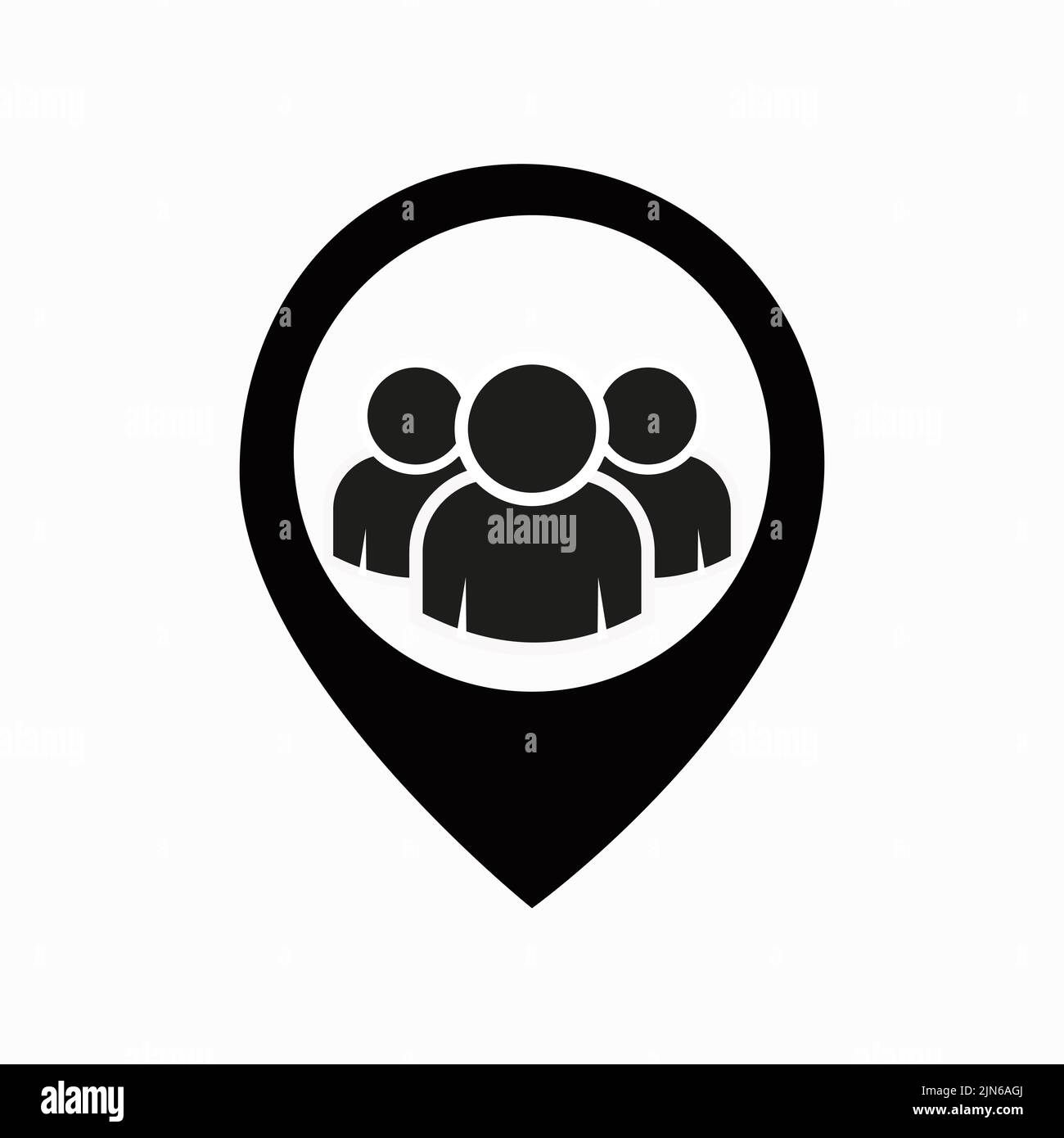 Group of people location icon. Gathering people. Place on the map of people. Vector icon. Stock Vector
