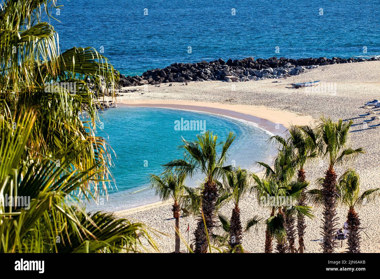 Sea of Cortez and sandy beaches in Cabo San Lucas, Mexico Stock Photo