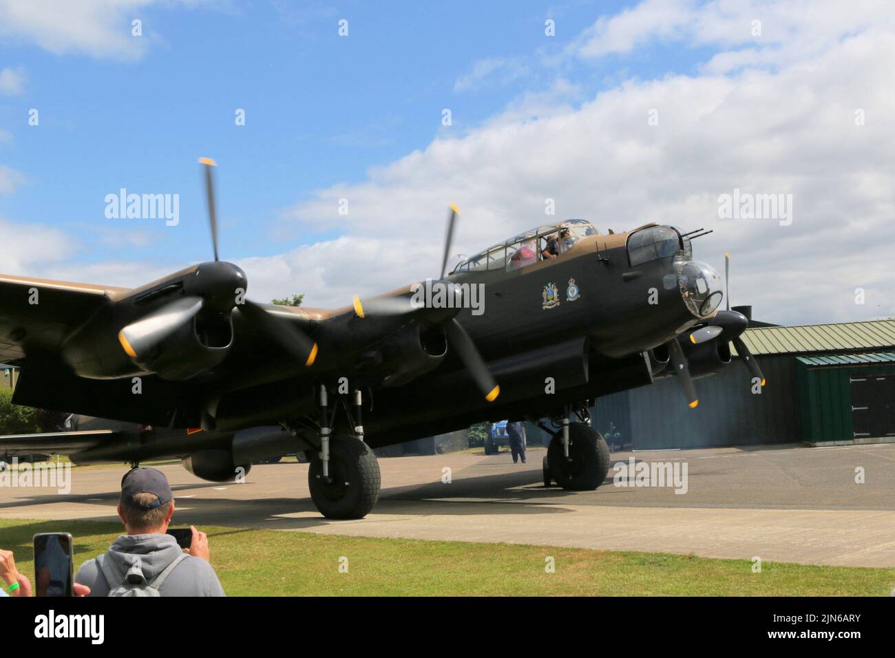 Avro Lancaster NX611 'Just Jane' at the Lincolnshire Aviation Heritage Centre Stock Photo