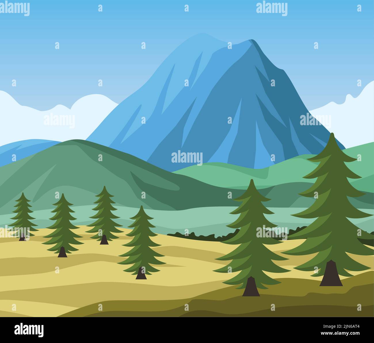 Valley of the pines Stock Vector Images - Alamy
