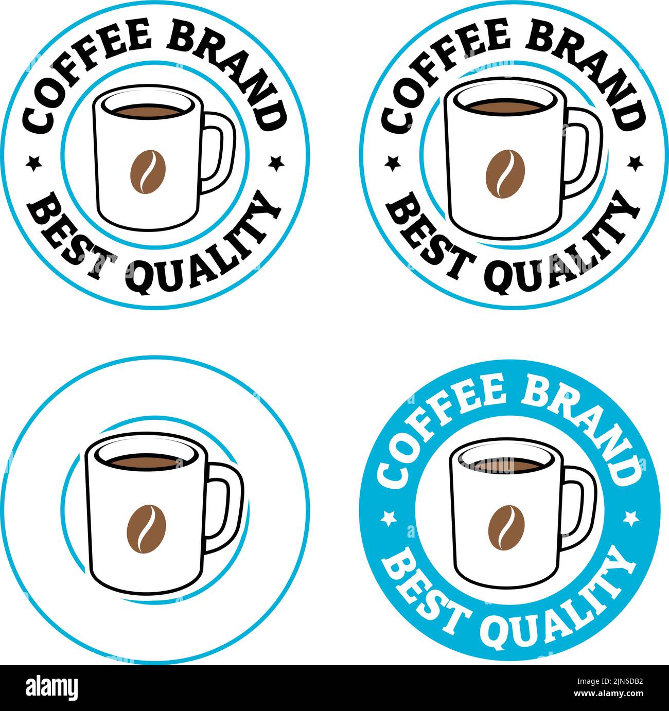 Round Coffee Mug with Coffee Bean Icons isolated on a White Background Stock Vector