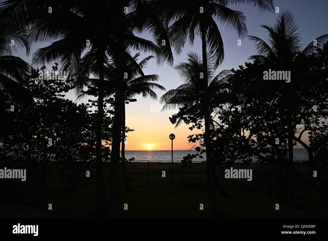 Scenic tropical sunset landscape overlooking the Straits of Florida in ...