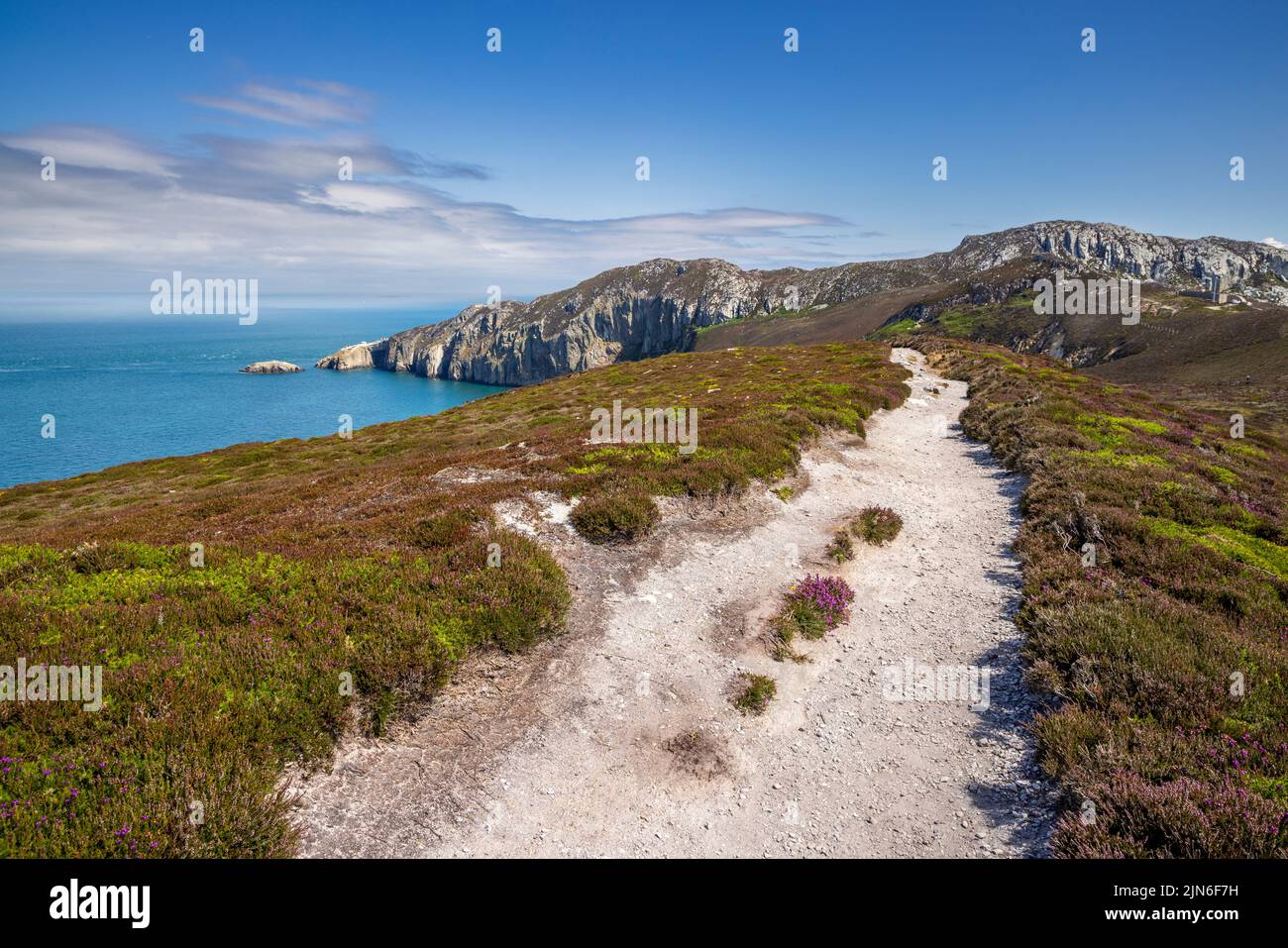 The Wales Coast Path to North Stack near Holyhead Mountain, Holy Island, Anglesey, North Wales Stock Photo