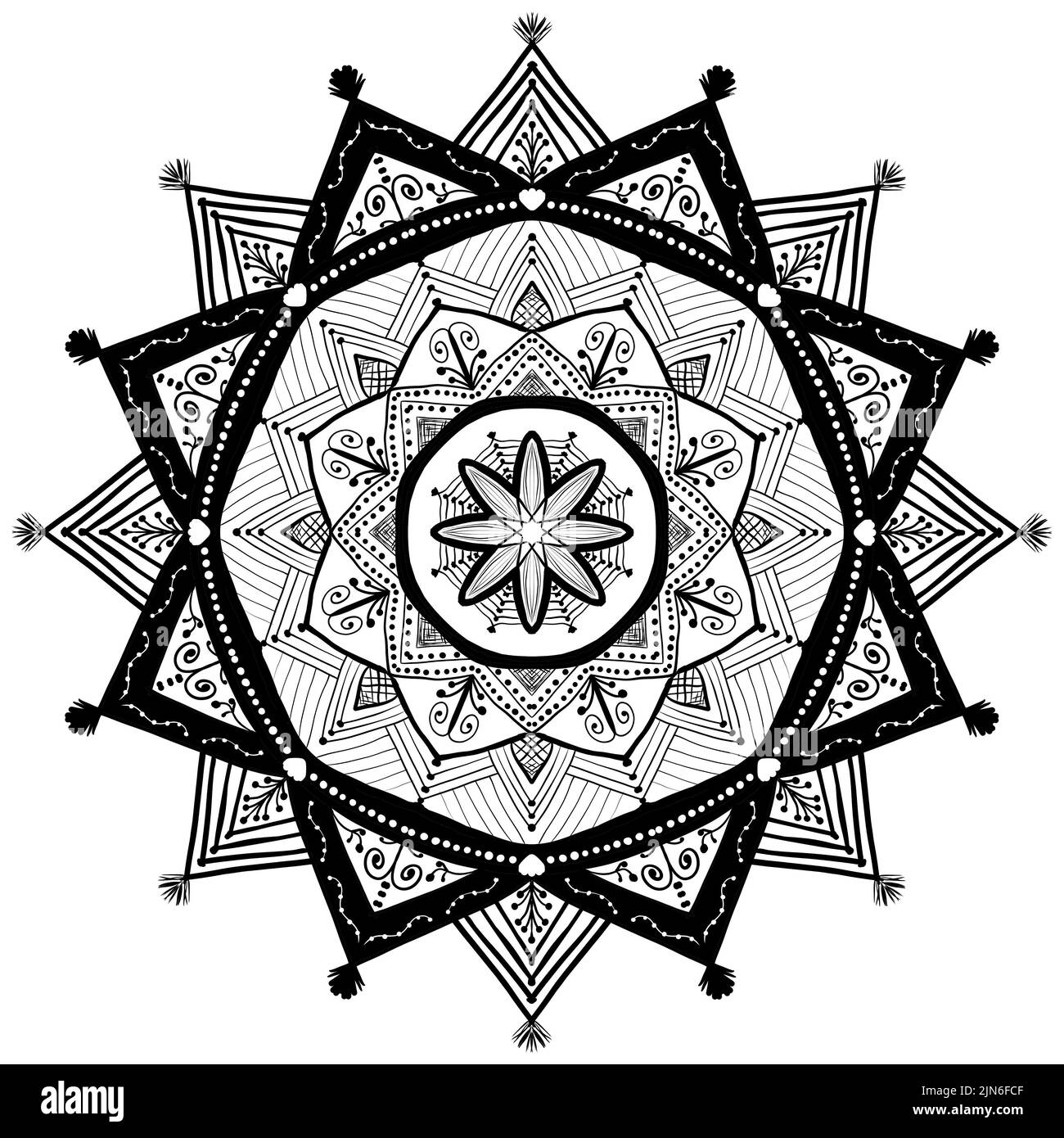 Black Mandala. Black and White Bedroom Wall Decor, Living Room Wall Art, Mandala Wall Decor Stock Photo