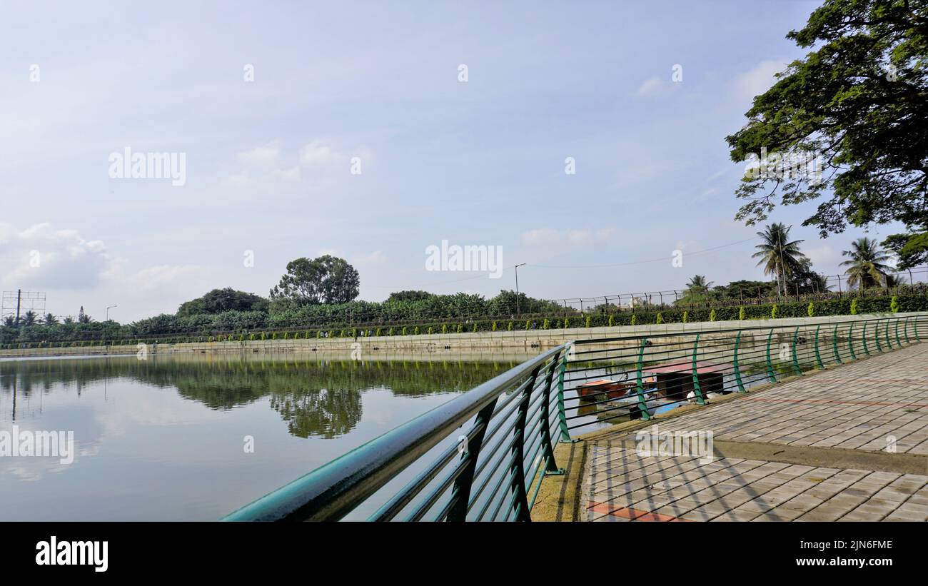 Beautiful view of Sankey tank lake. A manmade lake constructed by Col ...