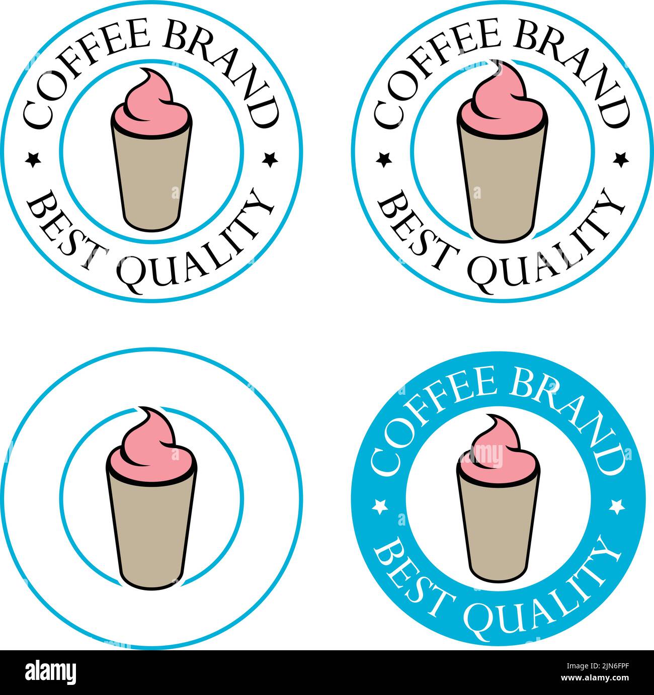 Iced Coffee Icon with Text isolated on a White Background Stock Vector