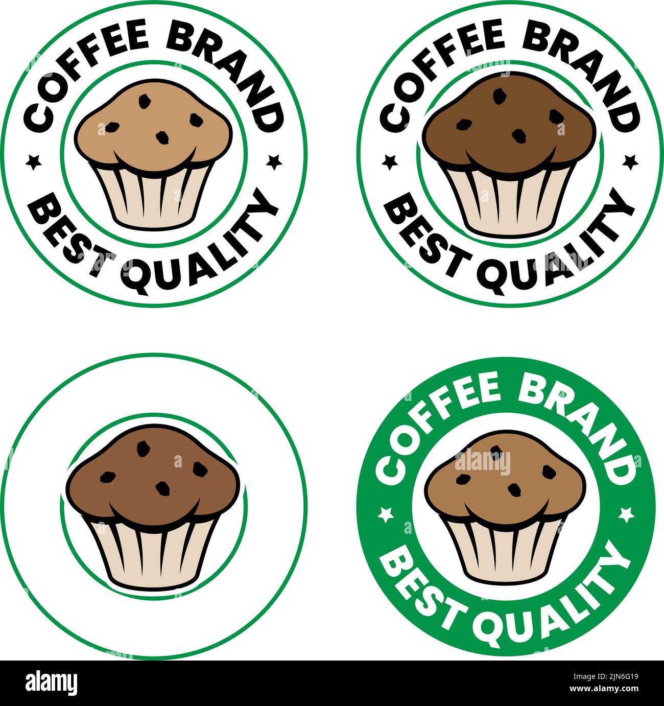 Round Muffin Icon with Text isolated on a White Background Stock Vector
