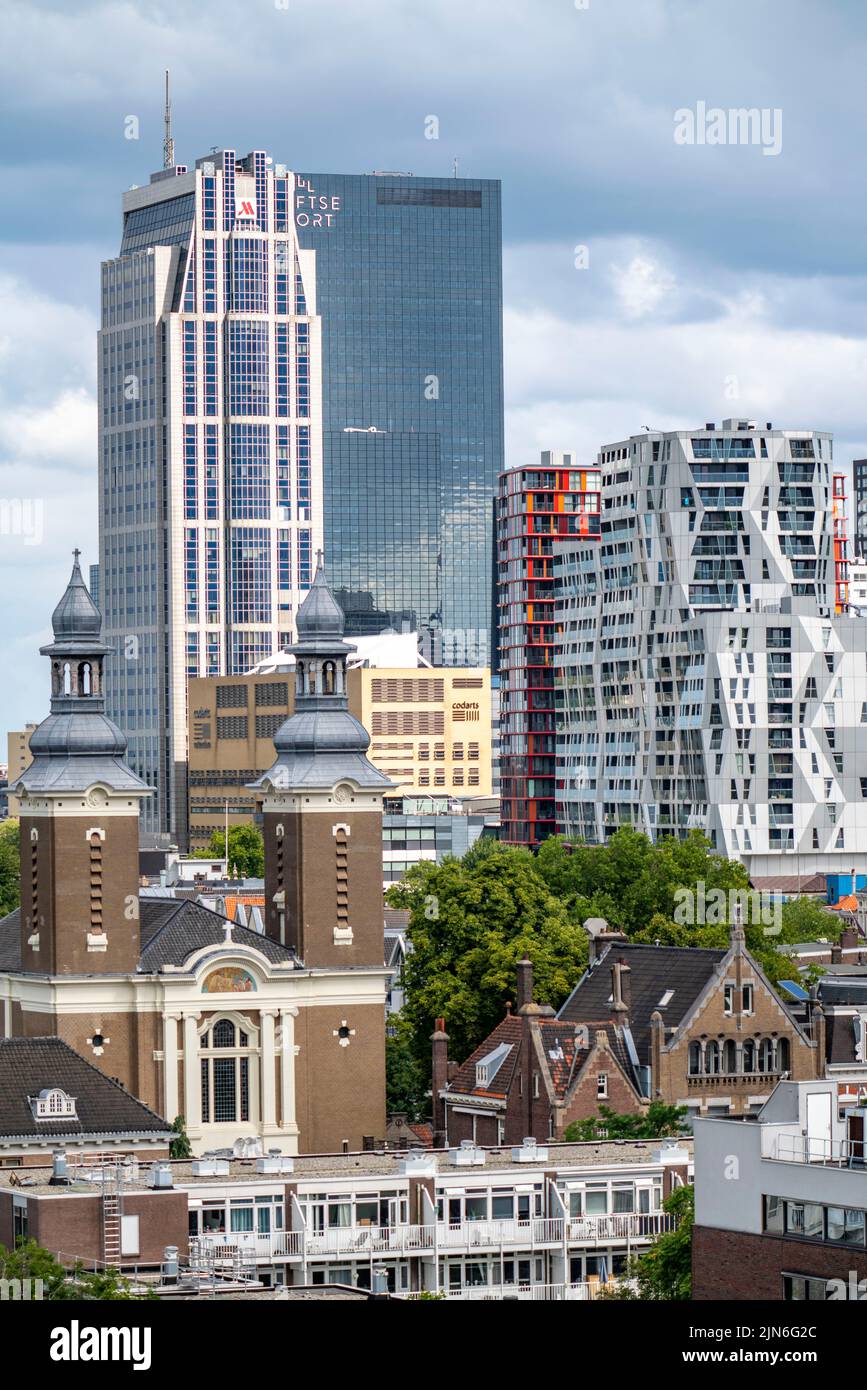 The skyline of Rotterdam, city centre, buildings around the Delftse Poort, Netherlands Stock Photo