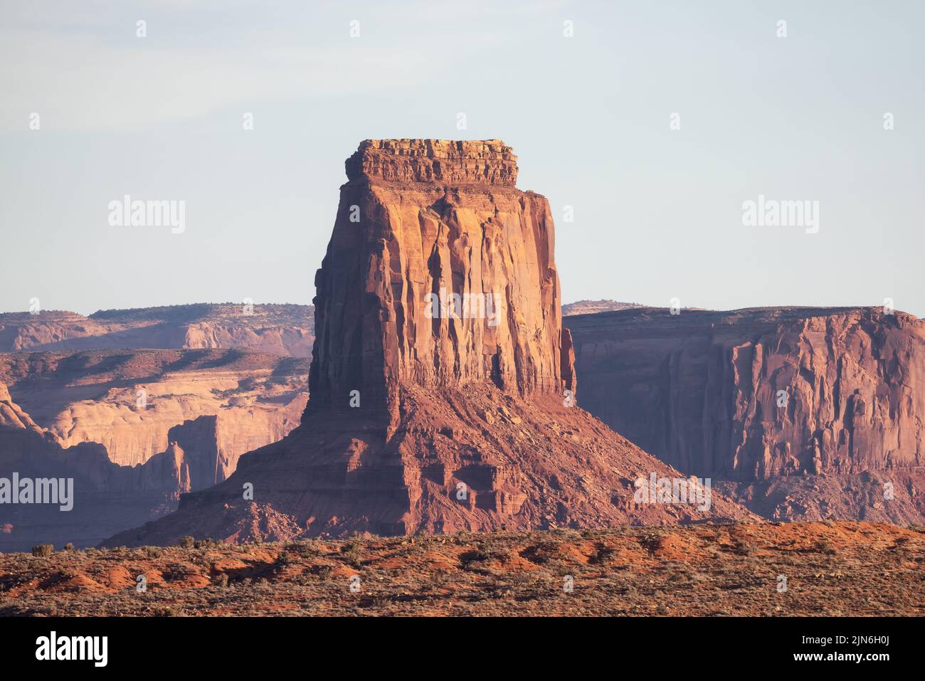 Desert Rocky Mountain American Landscape. Sunset Sky. Stock Photo