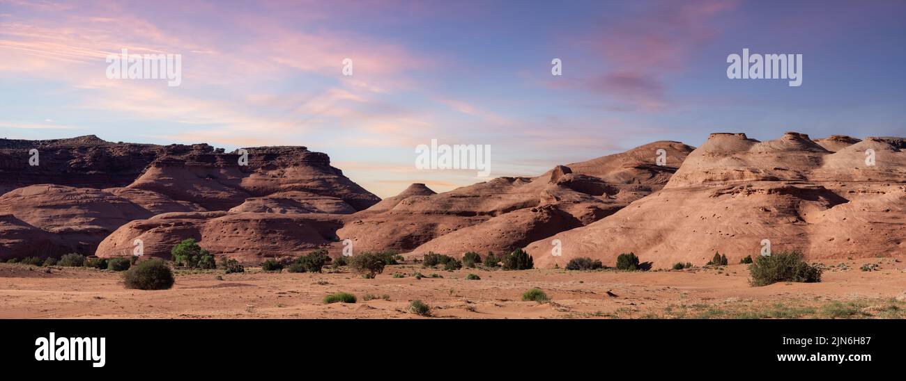 Desert Rocky Mountain American Landscape. Sunset Sk Stock Photo
